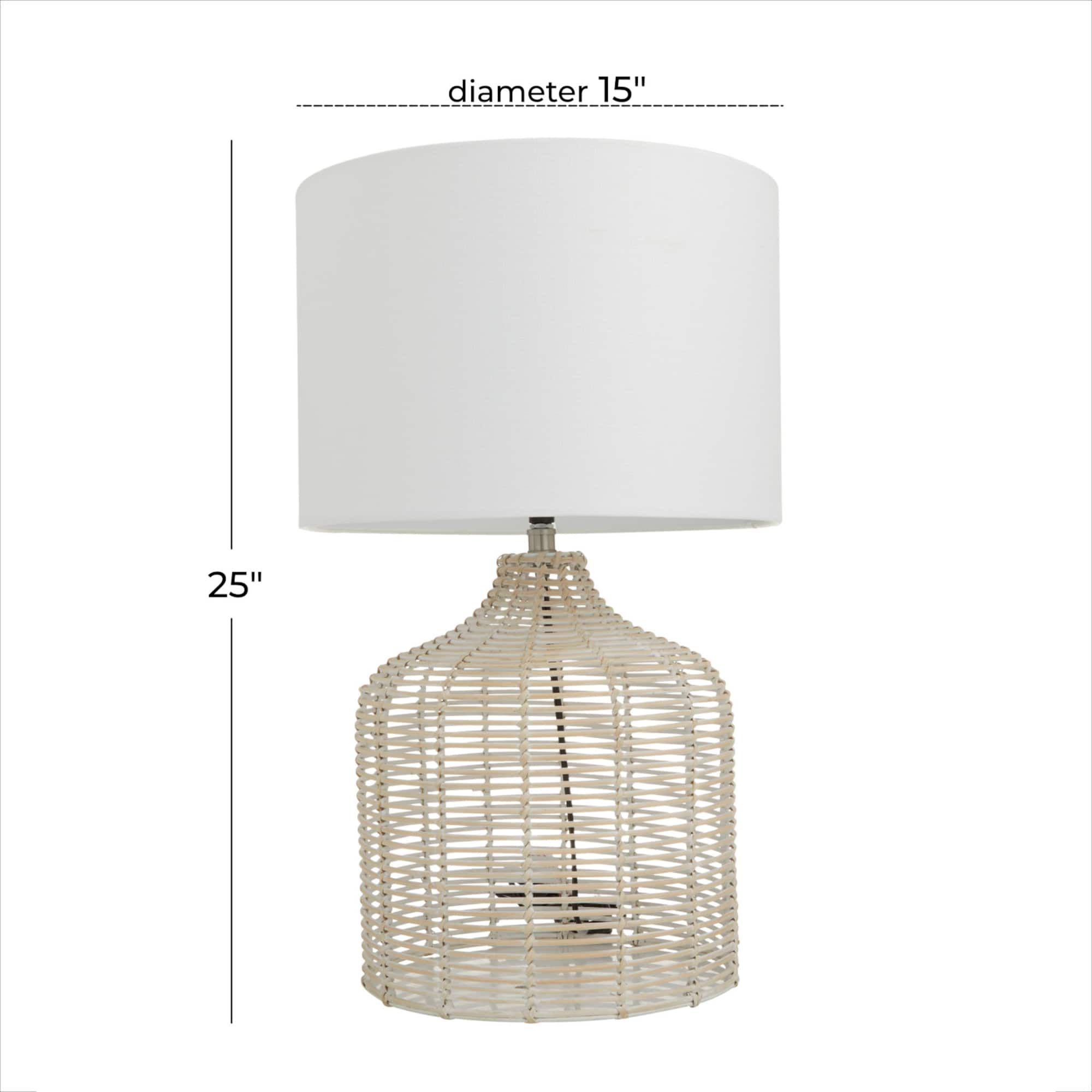 Beige Linen Coastal Table Lamp, 25" x 15" x 15"